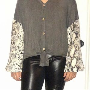 Button-Down Snake Skin Top